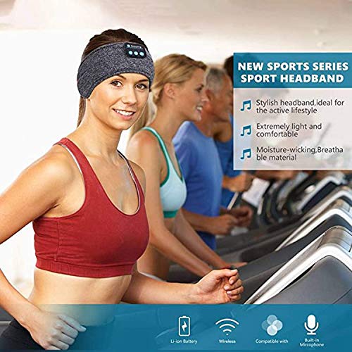 Wireless Bluetooth Sports Headband Headphones Ultra-Thin HD Stereo Perfect for Sleeping,Workout,Jogging,Yoga,Insomnia, Air Travel, Meditation Color : Gray