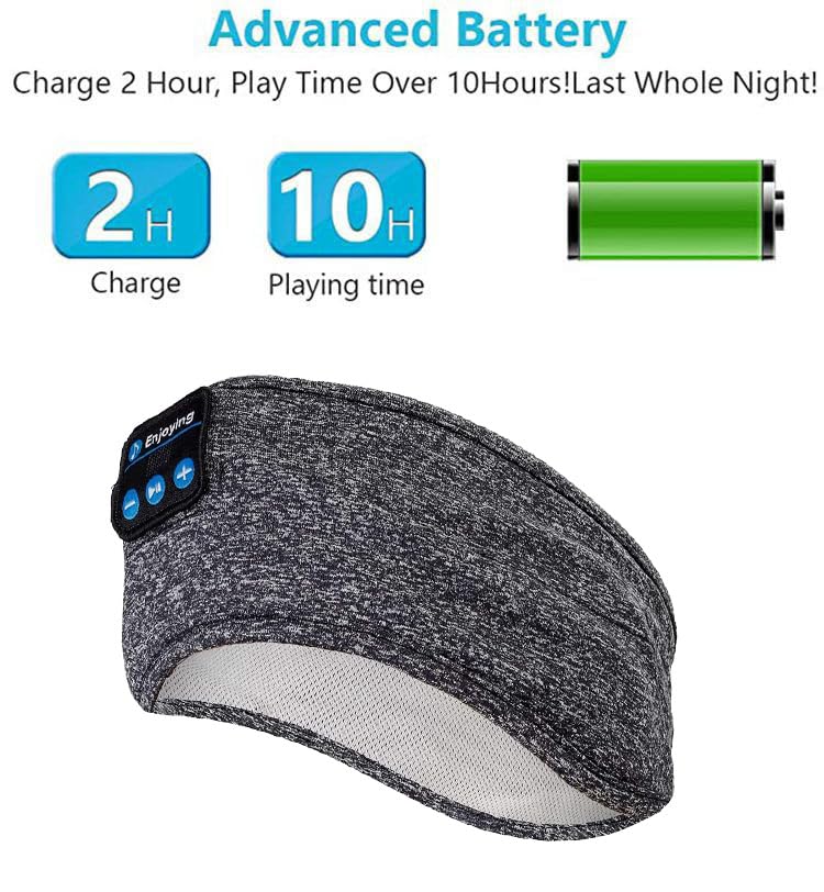Wireless Bluetooth Sports Headband Headphones Ultra-Thin HD Stereo Perfect for Sleeping,Workout,Jogging,Yoga,Insomnia, Air Travel, Meditation Color : Gray