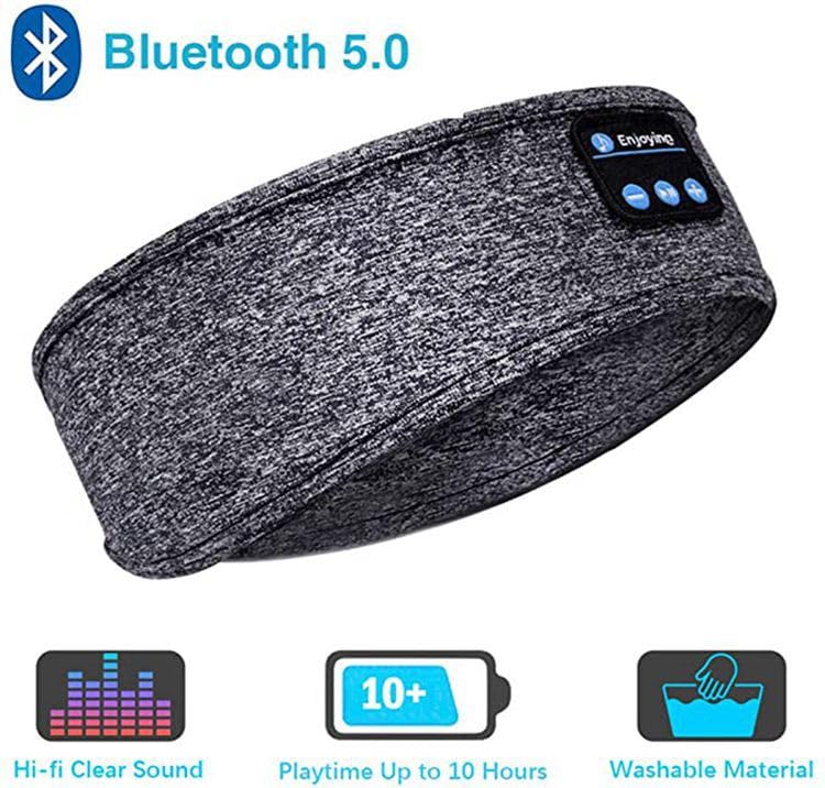 Wireless Bluetooth Sports Headband Headphones Ultra-Thin HD Stereo Perfect for Sleeping,Workout,Jogging,Yoga,Insomnia, Air Travel, Meditation Color : Gray