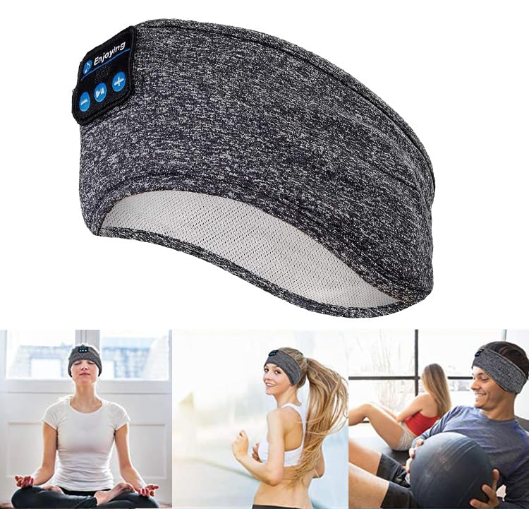 Wireless Bluetooth Sports Headband Headphones Ultra-Thin HD Stereo Perfect for Sleeping,Workout,Jogging,Yoga,Insomnia, Air Travel, Meditation Color : Gray