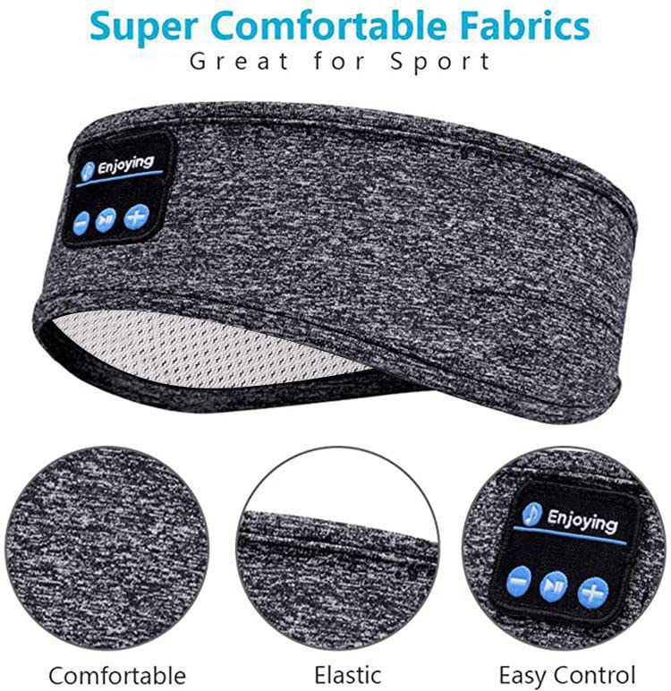 Wireless Bluetooth Sports Headband Headphones Ultra-Thin HD Stereo Perfect for Sleeping,Workout,Jogging,Yoga,Insomnia, Air Travel, Meditation Color : Gray